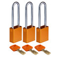 Brady Safekey Lockout Padlock Aluminum Orange 3.0 ALU-ORG-76ST-KA3PK