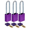 Brady Safekey Lockout Padlock Aluminum Purple 3.0 ALU-PRP-76ST-KA3PK