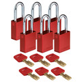 Brady Safekey Lockout Padlock Aluminum Red 1.5" S ALU-RED-38ST-KD6PK