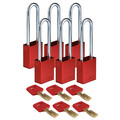Brady Safekey Lockout Padlock Aluminum Red 3.0" S ALU-RED-76ST-KD6PK