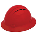 Erb Safety Full Brim Hard Hat, Type 1, Class C, Pinlock (4-Point), Red 19334