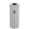 Glaro 12 gal Round Recycling Bin, Satin Aluminum B-1232SA-SA-B3