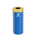 Glaro 15 gal Round Recycling Bin, Blue/Satin Brass B-1242BL-BE-B3