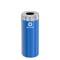 Glaro 15 gal Round Recycling Bin, Blue/Satin Aluminum B-1242BL-SA-B3