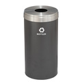 Glaro 16 gal Round Recycling Bin, Silver Vein/Satin Aluminum B-1532SV-SA-B3