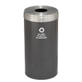 Glaro 16 gal Round Recycling Bin, Silver Vein/Satin Aluminum B-1532SV-SA-B9