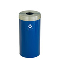 Glaro 23 gal Round Recycling Bin, Blue/Satin Aluminum B-1542BL-SA-B3