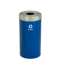 Glaro 23 gal Round Recycling Bin, Blue/Satin Aluminum B-1542BL-SA-B8