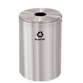 Glaro 33 gal Round Recycling Bin, Satin Aluminum B-2032SA-SA-B7