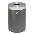 Glaro 33 gal Round Recycling Bin, Silver Vein/Satin Aluminum B-2032SV-SA-B1