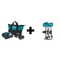 Makita Battery/Charger Kit, 18V, w/Router BL1840BDC2 + XTR01Z