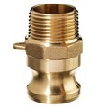 Usa Industrials Cam and Groove Fitting, Brass, F, 2" Adapter x 2" Male NPT BULK-CGF-237