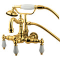 Kingston Brass Wall-Mount Clawfoot Tub Faucet, Polished Brass, Tub Wall Mount CC1011T2