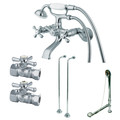 Kingston Brass Clawfoot Tub Faucet Packages, Polished Chrome, Tub Wall Mount CCK265C