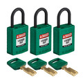 Brady Safekey Lockout Padlock Nylon Green 1.0" Pl CPT-GRN-25PL-KA3PK