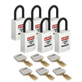 Brady Safekey Lockout Padlock Nylon White 1.0" Pl CPT-WHT-25PL-KA6PK
