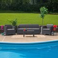 Flash Furniture Dark Gray Rattan Sofa with All-Weather Cushions DAD-SF2-3-DKGY-GG