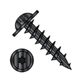 Zoro Select Wood Screw, #10, 1 in, Black Oxide Steel Round Head Torx Drive, 3000 PK 1016DTRW17DB