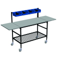 Irsg Large Mobile Table w/Drop Lves, Bin Rack, 4 Sort Bins & Btm Grid Shlf ERGO-50-K5