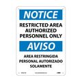 Nmc Notice Restricted Area Sign - Bilingual, ESN221AB ESN221AB