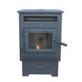 Cleveland Iron Works Pellet Stove, 1200 sq. ft, Medium, 60 lbs H PS60W-CIW