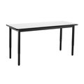 National Public Seating Rectangle Utility Table, Height Adjustable, 24" x 4, 24 X 48 X 22-37, Whiteboard - 1.25" Top, White HDT3-2448W