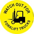 Visual Workplace Floor Sign, High Bond, 17", Round, Watch Forklift 60-1609-RO17-C429