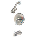 Kingston Brass Tub and Shower Faucet, Brushed Nickel/Polished Chrome, Wall Mount GKB637T