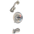Kingston Brass Tub and Shower Faucet, Brushed Nickel, Wall Mount GKB638T