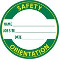 Nmc Safety Orientation Name: Job Site Hard Hat Label, Pk25, Material: Pressure Sensitive Vinyl .002 HH168