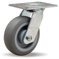 Hamilton General Service Swivel Caster, 6" x 2" Versa-Tech Gray Rubber (65A) on Polyolefin Wheel S-GS-6TE