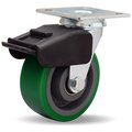 Hamilton Combination Brake Swivel Caster, 5" x 2" Duralast Polyurethane (95A) on Cast Iron Wheel S-BC-5DB