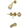 Kingston Brass Tub and Shower Faucet, Polished Brass, Wall Mount KB232PL