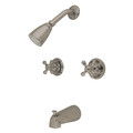 Kingston Brass KB248AX Twin Handle Tub & Shower Faucet With Decor Cross Handle KB248AX