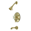 Kingston Brass KB36320PX Tub & Shower Faucet with Porcelain Cross Handle KB36320PX