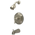 Kingston Brass Tub and Shower Faucet, Brushed Nickel, Wall Mount KB4638BL