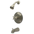 Kingston Brass Tub and Shower Faucet, Brushed Nickel, Wall Mount KB4638BX