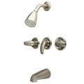 Kingston Brass Tub and Shower Faucet, Brushed Nickel, Wall Mount KB6238LL