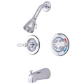 Kingston Brass Tub and Shower Faucet, Polished Chrome, Wall Mount KB661PL