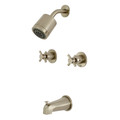 Kingston Brass Tub and Shower Faucet, Brushed Nickel, Wall Mount KBX8148DX