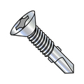 Zoro Select Self-Drilling Screw, #12-24 x 2 in, Zinc Plated Steel Flat Head Phillips Drive, 1000 PK 1232KPFMS4W