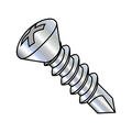 Zoro Select Self-Drilling Screw, #8-18 x 1-1/2 in, Zinc Plated Steel Oval Head Phillips Drive, 4000 PK 0824KPO6