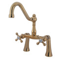 Kingston Brass Deck-Mount Clawfoot Tub Faucet, Polished Brass, Deck Mount KS3232AX