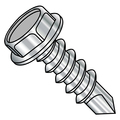 Zoro Select Self-Drilling Screw, #12-14 x 1-1/2 in, Plain 18-8 Stainless Steel Hex Head Hex Drive, 2000 PK 1224KW188
