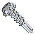 Zoro Select Self-Drilling Screw, 1/4"-14 x 8 in, Zinc Plated Steel Hex Head Hex Drive, 100 PK 14128KW5