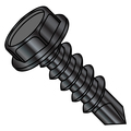 Zoro Select Self-Drilling Screw, #10-16 x 5/8 in, Black Oxide Steel Hex Head Hex Drive, 7000 PK 1010KWB