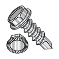 Zoro Select Self-Drilling Screw, 1/4"-14 x 3/4 in, Plain 18-8 Stainless Steel Hex Head Hex Drive, 600 PK 1412KWS188