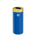 Glaro 15 gal Round Recycling Bin, Blue/Satin Brass M-1242BL-BE-M1
