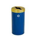 Glaro 16 gal Round Recycling Bin, Blue/Satin Brass M-1532BL-BE-M1