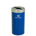 Glaro 23 gal Round Recycling Bin, Blue/Satin Aluminum M-1542BL-SA-M2